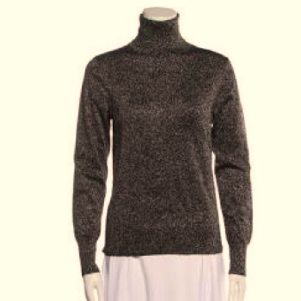 NWT Kate Spade metallic ribbed turtleneck black XL